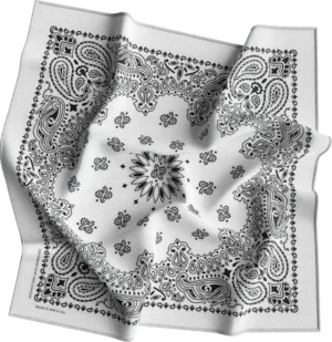 1 piece, CM Western Paisley Bandanas in Bulk Imported 100% cotton, White, 22" x 22"