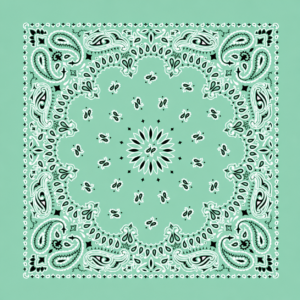 1 piece, CM Western Paisley Bandanas in Bulk Imported 100% cotton, Mint Green, 22" x 22"