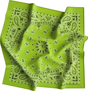 12 pieces, CM Western Paisley Bandanas in Bulk Imported 100% cotton, Lime Green, 22" x 22"