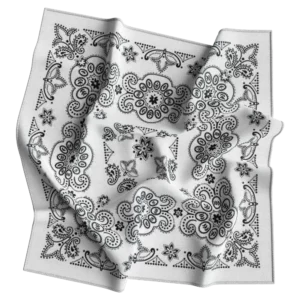 Cm Texas Paisley Bandanas Imported, 27X27, 1 Piece, White