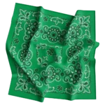 Kelly Green, CM Texas Paisley Bandanas Imported 100% Cotton, 1 piece, 27" x 27"
