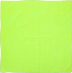 1 piece, Solid Color Bandana, Imported, 100% Cotton, NEON Green, 22" x 22"
