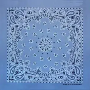 1 piece, Western Paisley Bandana - Made in USA 100% Cotton, Chambray Blue (SS), 22" x 22"
