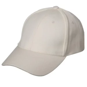 Wool Look Baseball Hat with Adjustable Velcro Back - 1 piece, White