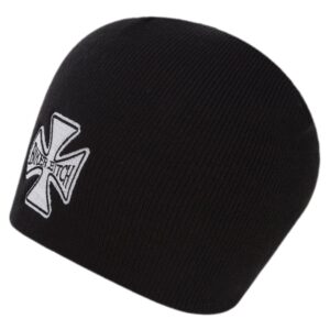 Biker Bitch Embroidered Black Beanie