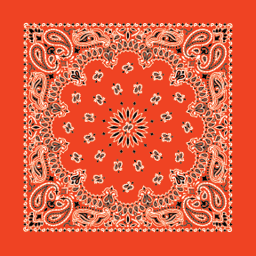12 pieces, CM Western Paisley Bandanas in Bulk Imported 100% cotton, NEON Orange, 22" x 22"
