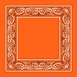 12 pieces, Open Center Paisley Bandana Imported 100% Cotton, Orange, 22" x 22"