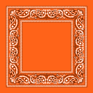 12 pieces, Open Center Paisley Bandana Imported 100% Cotton, Orange, 22" x 22"