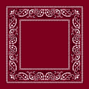 1 piece, Open Center Paisley Bandana Imported 100% Cotton, Burgundy / Wine, 22" x 22"