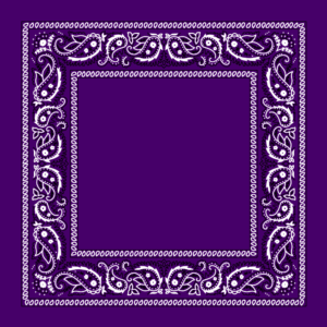 1 piece, Open Center Paisley Bandana Imported 100% Cotton, Purple / Grape, 22" x 22"