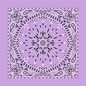 1 piece, Circular Burst Paisley Bandana Imported 100% Cotton, Lilac, 22" x 22"