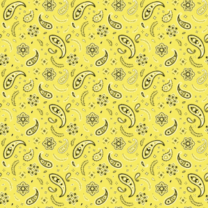 600pcs/Case, All Over Paisley Bandana Imported 100% Cotton, Light Yellow, 22" x 22"