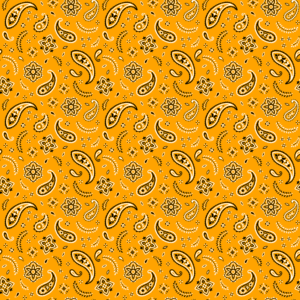 600pcs/Case, All Over Paisley Bandana Imported 100% Cotton, Gold, 22" x 22"
