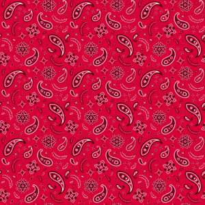 1 piece, All Over Paisley Bandana Imported 100% Cotton, Red, 22" x 22"