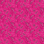600pcs/Case, All Over Paisley Bandana Imported 100% Cotton, Hot Pink, 22" x 22"