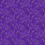 600pcs/Case, All Over Paisley Bandana Imported 100% Cotton, Purple / Grape, 22" x 22"