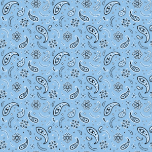 600pcs/Case, All Over Paisley Bandana Imported 100% Cotton, Light Blue, 22" x 22"