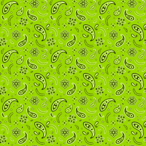 600pcs/Case, All Over Paisley Bandana Imported 100% Cotton, Lime Green, 22" x 22"