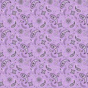 600pcs/Case, All Over Paisley Bandana Imported 100% Cotton, Lilac, 22" x 22"