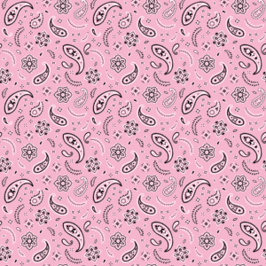 600pcs/Case, All Over Paisley Bandana Imported 100% Cotton, Light Pink, 22" x 22"