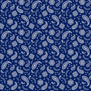 600pcs/Case, All Over Paisley Bandana Imported 100% Cotton, Navy Blue, 22" x 22"