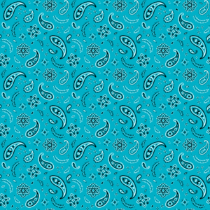 600pcs/Case, All Over Paisley Bandana Imported 100% Cotton, Turquoise, 22" x 22"