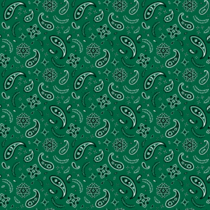 600pcs/Case, All Over Paisley Bandana Imported 100% Cotton, Hunter Green, 22" x 22"