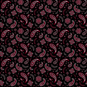1 piece, All Over Paisley Bandana Imported 100% Cotton, Black with Red, 22" x 22"