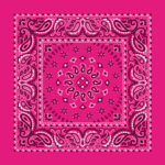 Hot Pink, Square Burst Paisley Bandana Imported 100% Cotton, 1 piece, 22" x 22"