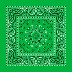 Kelly Green, Square Burst Paisley Bandana Imported 100% Cotton, 1 piece, 22" x 22"