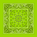 Lime Green, Square Burst Paisley Bandana Imported 100% Cotton, 1 piece, 22" x 22"