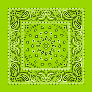 Lime Green, Square Burst Paisley Bandana Imported 100% Cotton, 1 piece, 22" x 22"