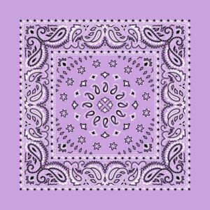 Lilac, Square Burst Paisley Bandana Imported 100% Cotton, 1 piece, 22" x 22"