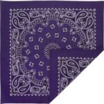 1 piece, CM Western Paisley Bandanas in Bulk Imported 100% cotton, Purple / Grape, 27" x 27"