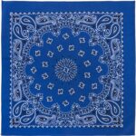 12 pieces, CM Western Paisley Bandanas in Bulk Imported 100% cotton, Royal Blue, 27" x 27"