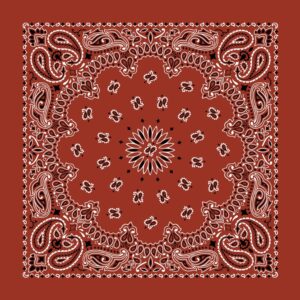 600pcs/Case, Western Paisley Bandana - Made in USA 100% Cotton, Terracotta, 27" x 27"