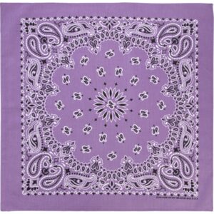 12 pieces, Western Paisley Bandana - Made in USA 100% Cotton, Lavender, 22" x 22"