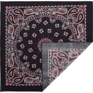 600pcs/Case, Western Paisley Bandana - Made in USA 100% Cotton, Blue with Red and White, 22" x 22"