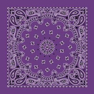 600pcs/Case, CM Western Paisley Bandanas in Bulk Imported 100% cotton, Lavender, 18" x 18"
