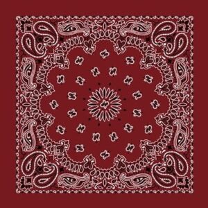 600pcs/Case, Western Paisley Bandana - Made in USA 100% Cotton, Burgundy / Wine, 22" x 22"