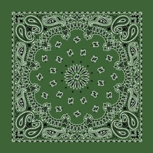 600pcs/Case, Western Paisley Bandana - Made in USA 100% Cotton, Hunter Green, 22" x 22"