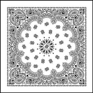 Western Paisley Bandana - Made In Usa , 22X22, 12 Pieces, White