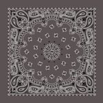 12 pieces, Western Paisley Bandana - Made in USA 100% Cotton, Charcoal Grey, 22" x 22"
