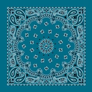 600pcs/Case, CM Western Paisley Bandanas in Bulk Imported 100% cotton, Turquoise, 22" x 22"