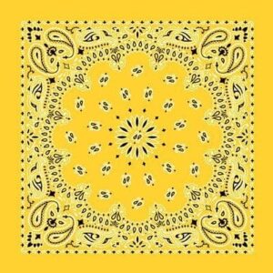 600pcs/Case, CM Western Paisley Bandanas in Bulk Imported 100% cotton, Lemon, 22" x 22"