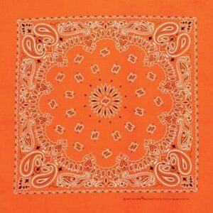 600pcs/Case, CM Western Paisley Bandanas in Bulk Imported 100% cotton, NEON Orange, 22" x 22"