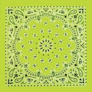 600pcs/Case, CM Western Paisley Bandanas in Bulk Imported 100% cotton, NEON Green, 22" x 22"