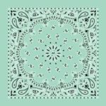 12 pieces, Western Paisley Bandana - Made in USA 100% Cotton, Mint Green, 22" x 22"