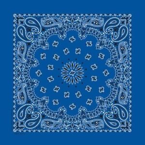 600pcs/Case, CM Western Paisley Bandanas in Bulk Imported 100% cotton, Royal Blue, 22" x 22"