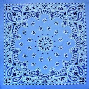 1 piece, CM Western Paisley Bandanas in Bulk Imported 100% cotton, Chambray Blue, 22" x 22"